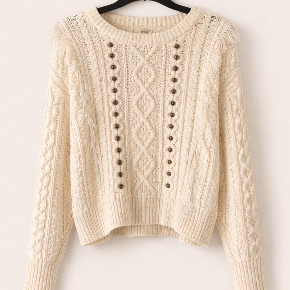 ANA Elegant Cream Cable Knit Ivory Sweater medium